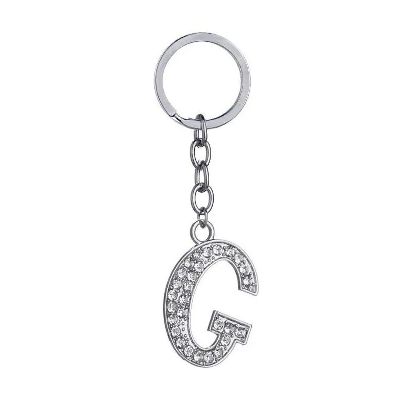 Crystal Rhinestone Keyring Key Holder Purse Bag For Car Fashion Cute Gift 26 English letters key chain creative zinc alloy Keychains