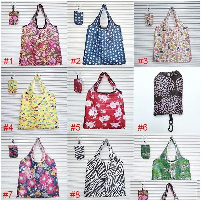Home Storage Nylon Foldable Shopping Bags Reusable Eco-Friendly folding Shop Bags new Ladies bag FY2549