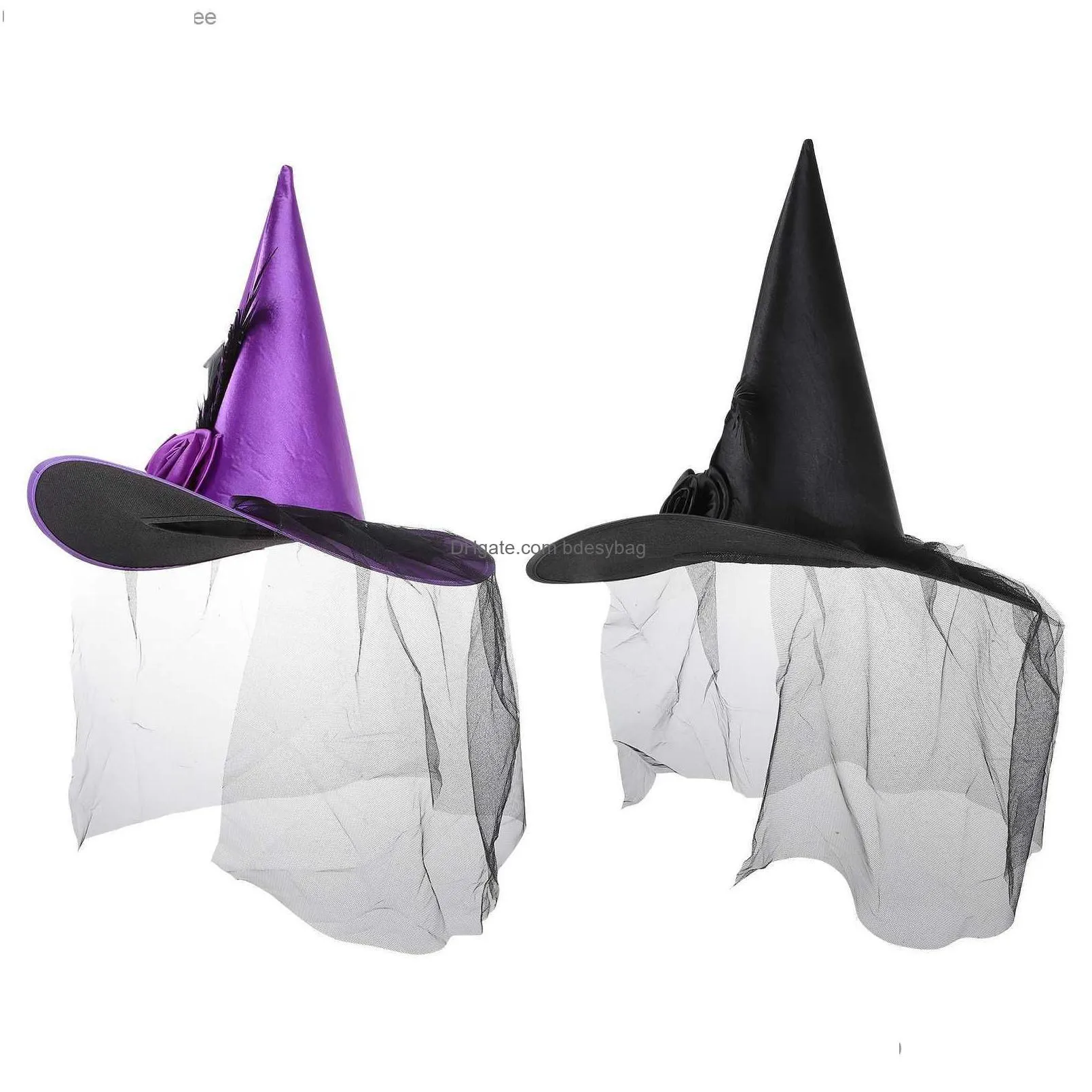 2 wizardry hats witch hats women`s props halloween party hats carnival net miss hair jewelry z230809