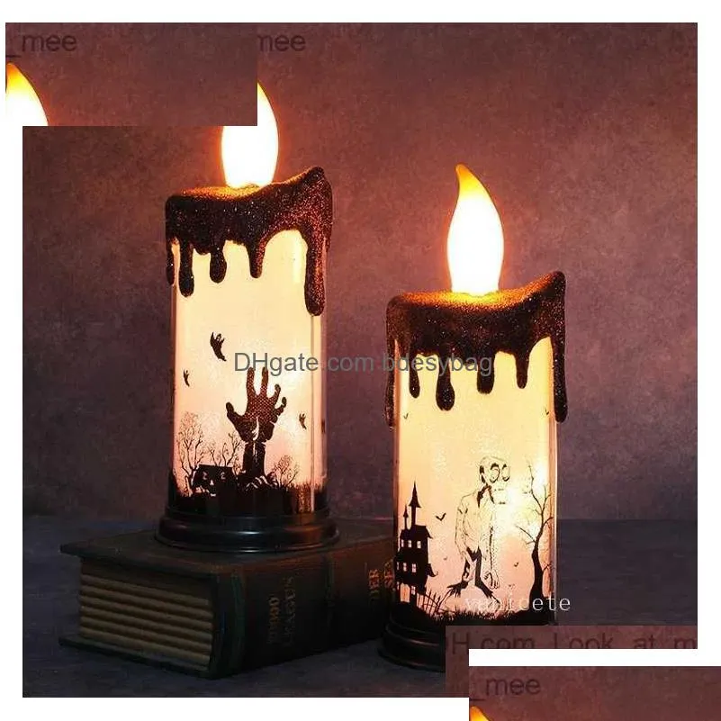 halloween decorations led skull candle lamp castle skeleton pumpkin printing candles lamps hallowmas home t2i52659 z230814