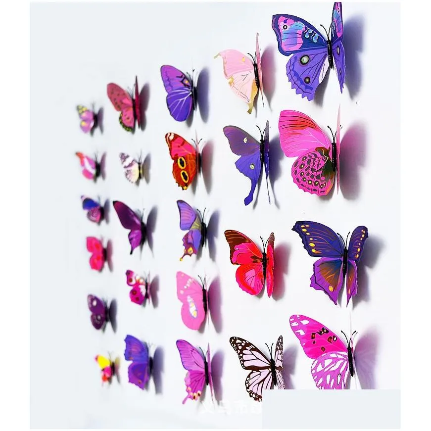 2015 Fridge Magnets 100 Pcs Small Size Colorful Three-dimensional Simulation Butterfly Magnet Fridge Home Decoration free shipping