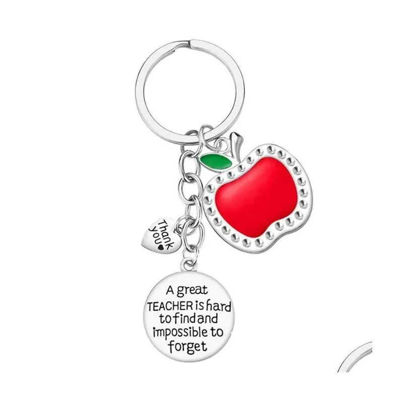 great teacher`s day keychains stainless steel key chain thank you red  gratitude memorial gift