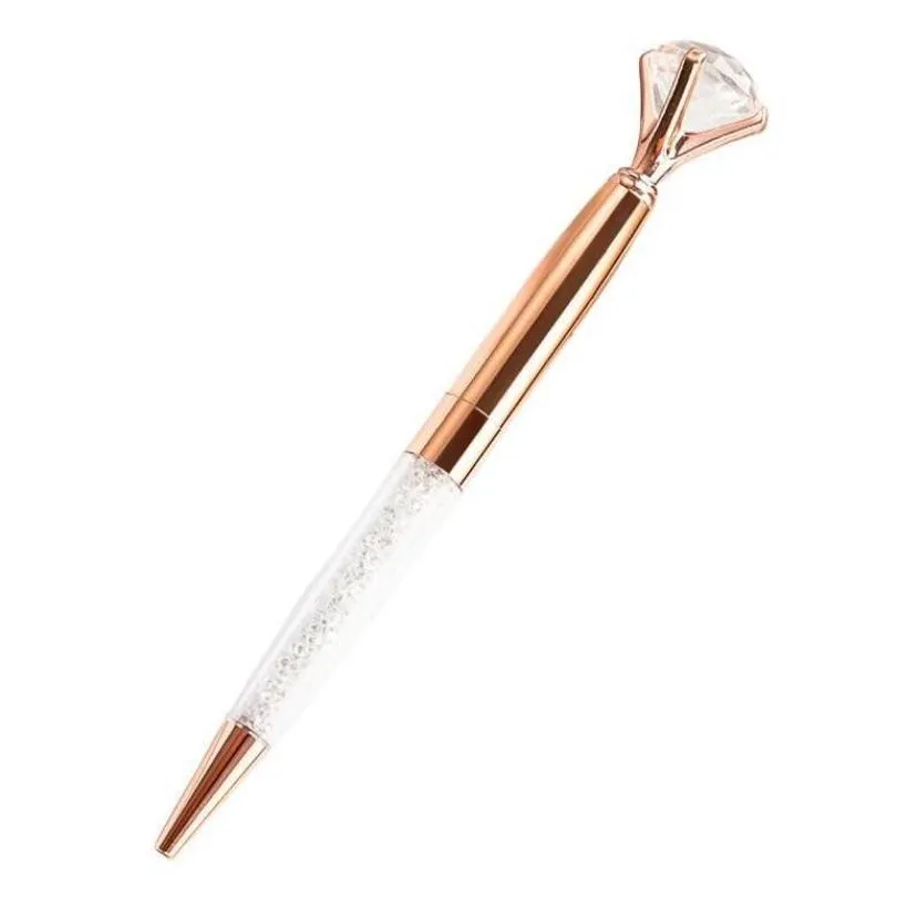 wholesale wholesale large diamond metal ballpoint luxury big crystal diamond ballpoint metal pen crystal pen business gift wedding favor