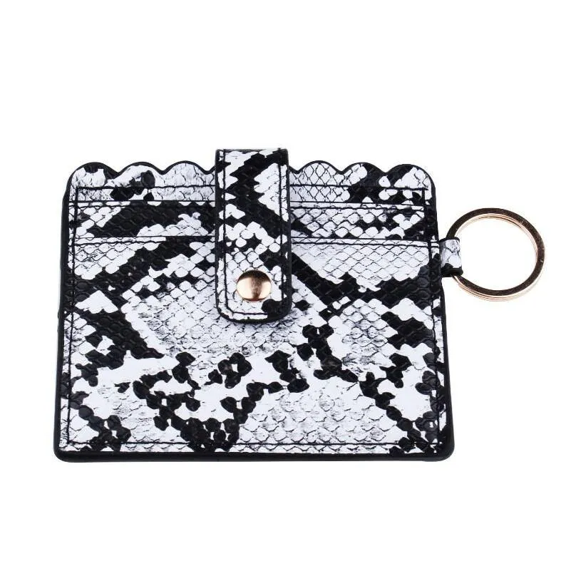 11 colors designer wallet keychain leopard print pu leather bag keychains holder wallets credit card key ring wristlet handbag women