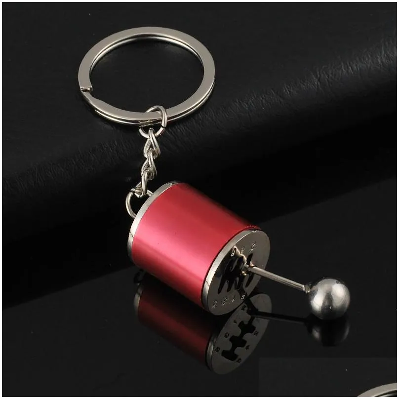 creative 6 speed gearbox gear head keychains manual transmission lever metal key ring car refitting alloy pendant keychain