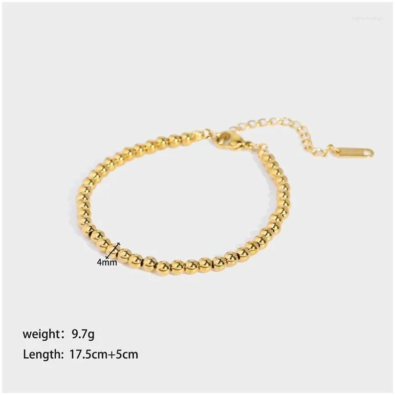 Strand 18k Gold Plated Stainless Steel For Women Small Beads Bracelet Hand Jewelry Gift
