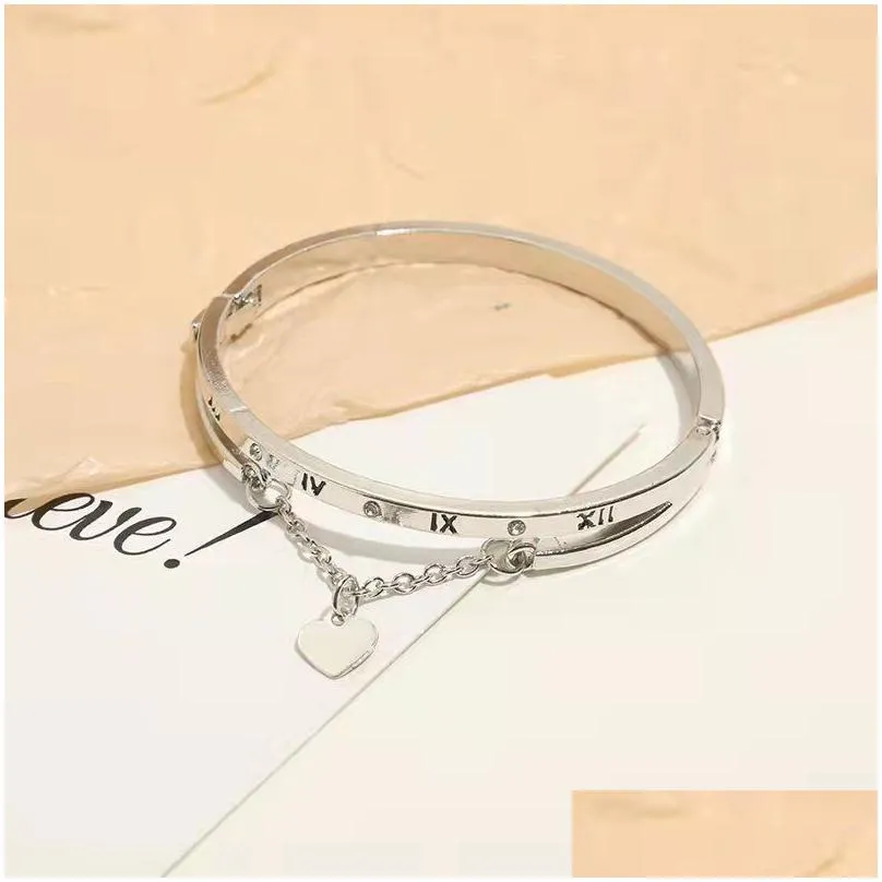 rose gold silver stainless steel bracelets female heart bangles charm bracelet wedding party favor