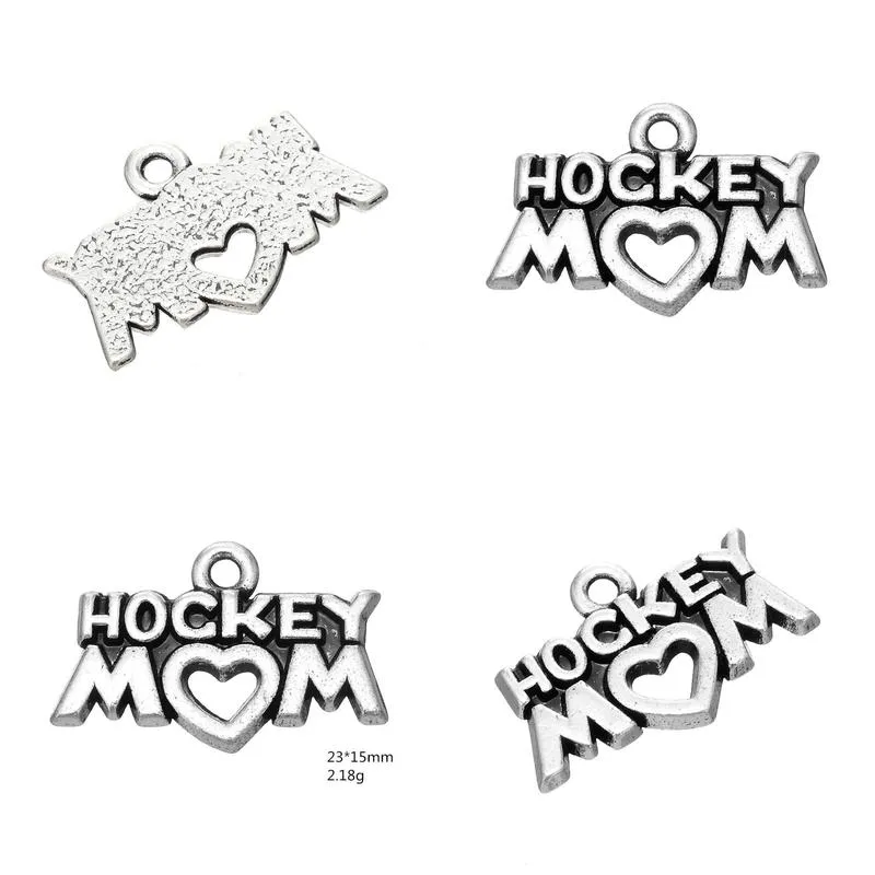  fashion easy to diy 20pcs gift message hockey mom charms jewelry for women jewelry making fit for necklace or