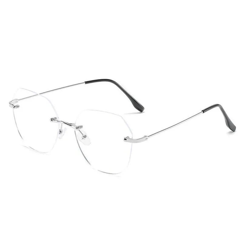 Fashion Sunglasses Frames Oulylan Metal Frame Transparent Glasses Men Women Blue Light Blocking Eyeglasses Rimless Eyewear Clear Lenses