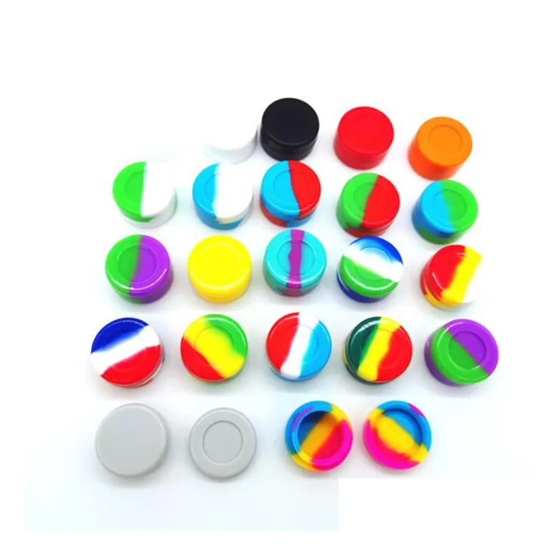 mix colors 5ml nonstick wax containers reusable round accessories silicone box silicon container food grade jars tool storage jar