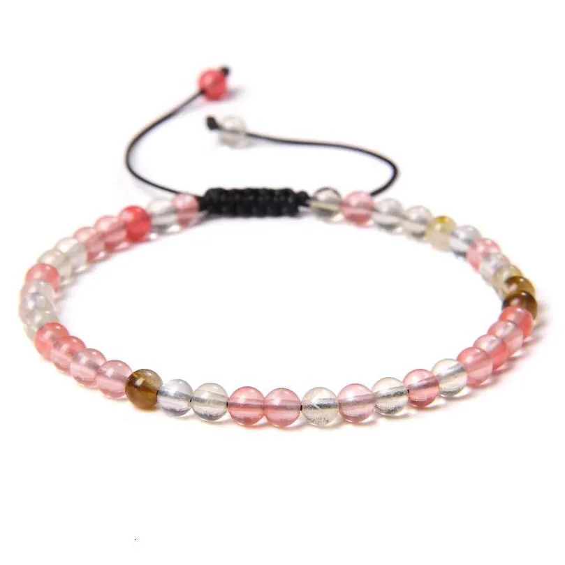 charm bracelets adjustable 4mm stone beads for women natural agates bangles onyx lapis lazuli woven year gift jewelry 230424