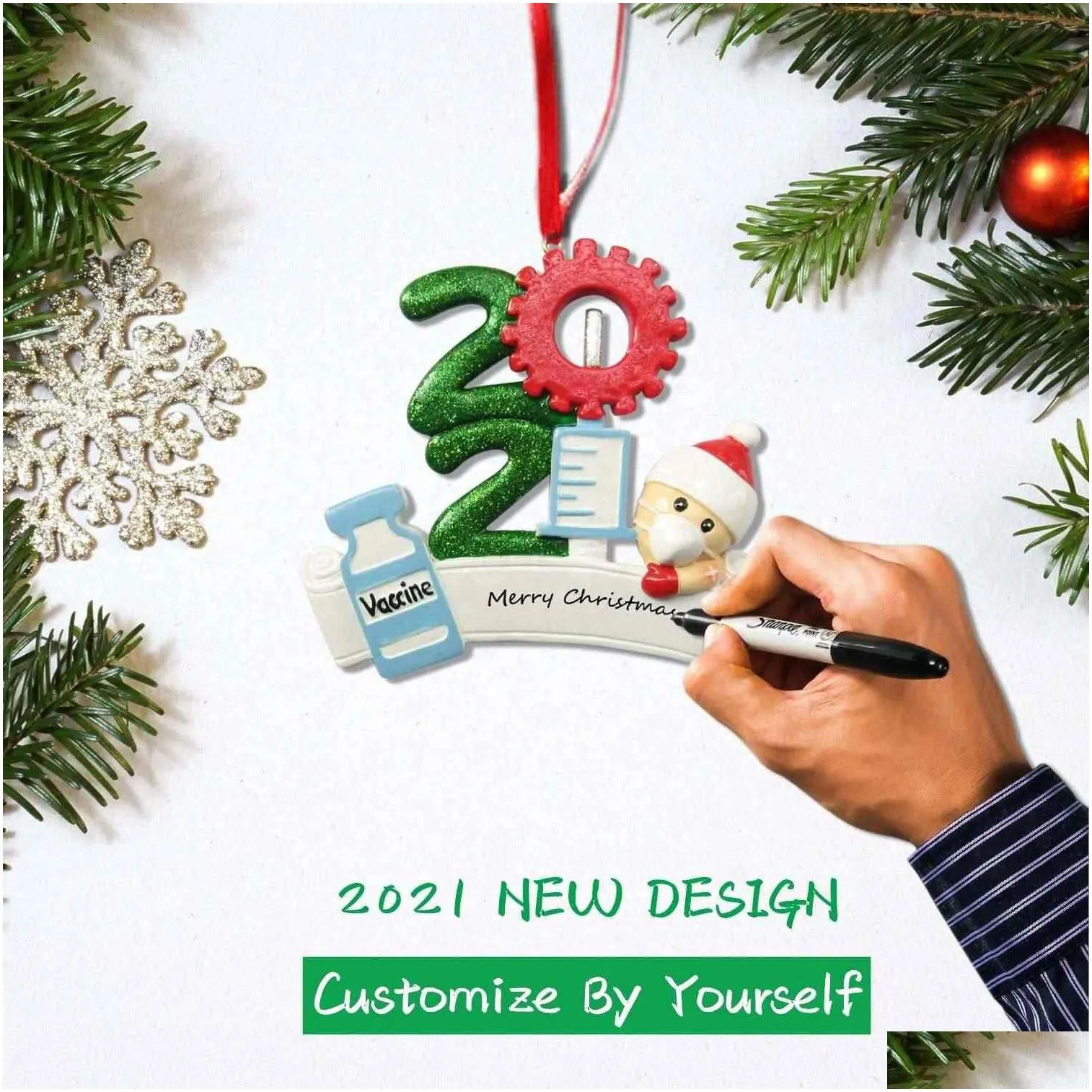 dhl quarantine personalized christmas 2021 decoration diy hanging ornament cute snowman pendant social distancing party fast free delivery abs