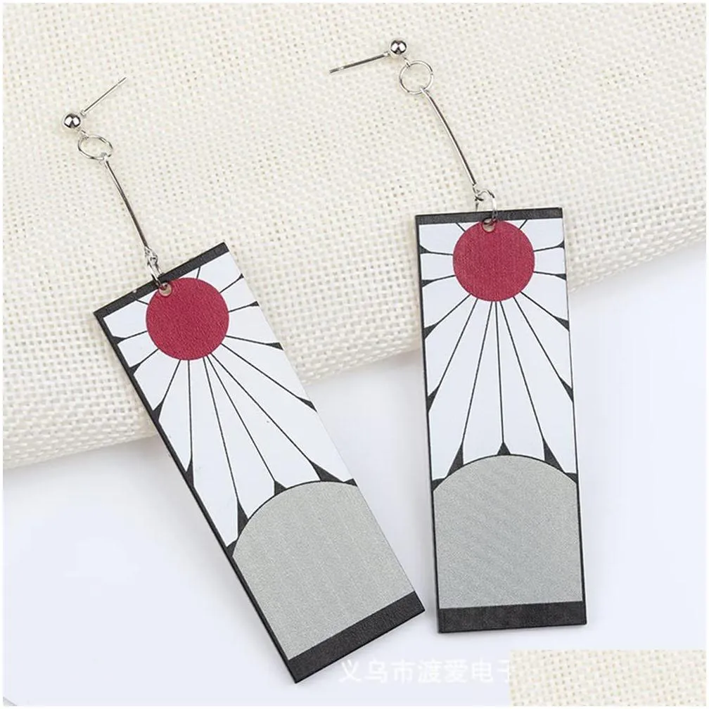 16 pairs tanjiro earrings anime demon slayer earrings for women men girls double-sided acrylic hanafuda