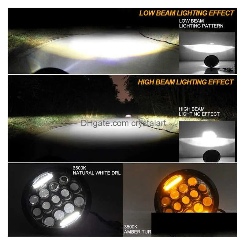 1pc 7inch led headlight rgb hi/lo h4 light halo ring angle eyes lamp for samurai offroad drl headlamp o3w0