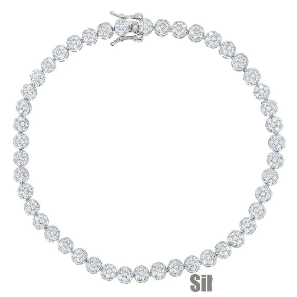 silver color sparking 5a cz charm anklet round zircon 5mm tennis chain anklets ice out bling hip hop fashion women jewelry 211018