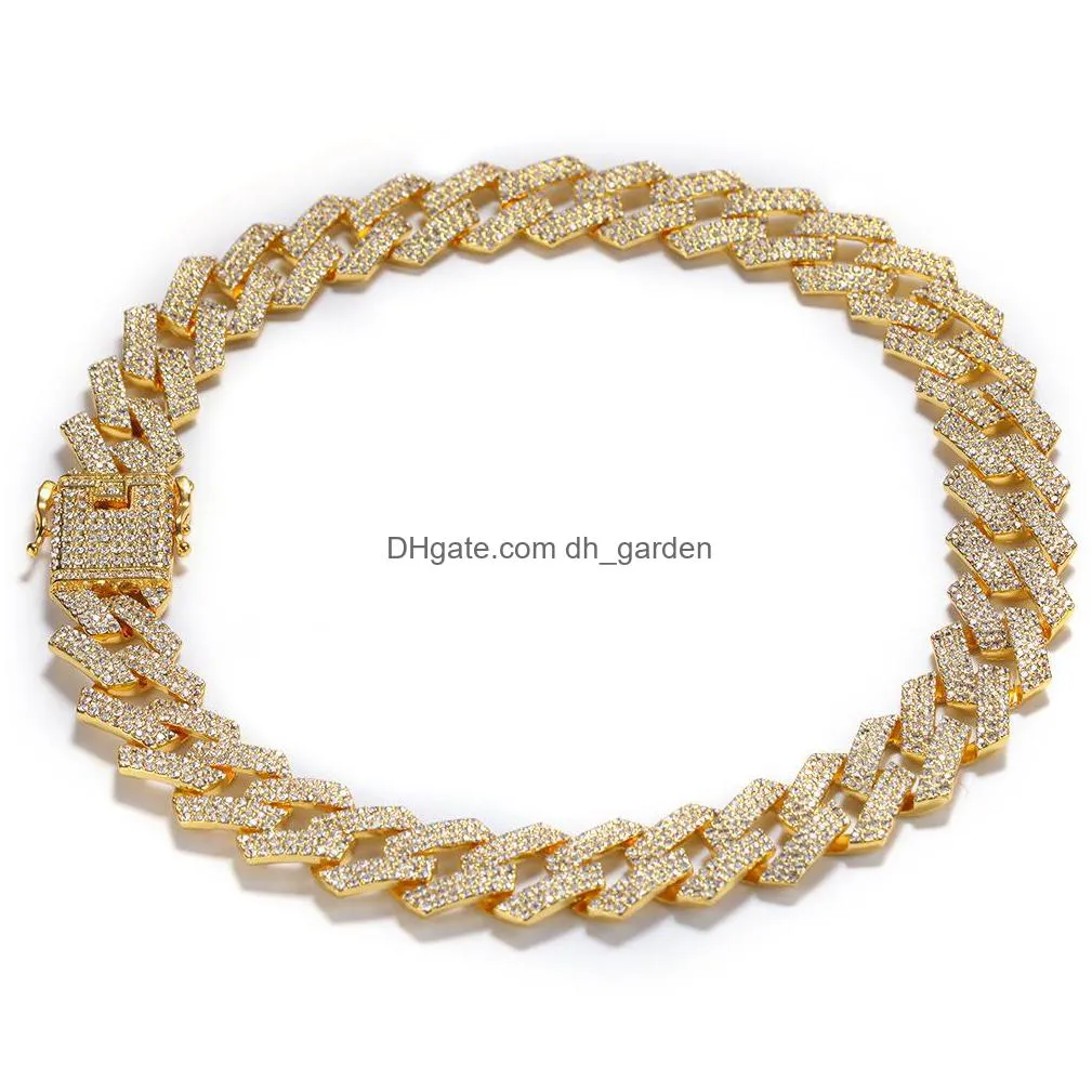 iced out  cuban link chain mens rose gold chains thick necklace bracelet fashion hip hop jewelry