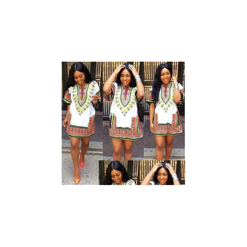 wholesale-2015 fashion women traditional african print dashiki dress short sleeve party dress