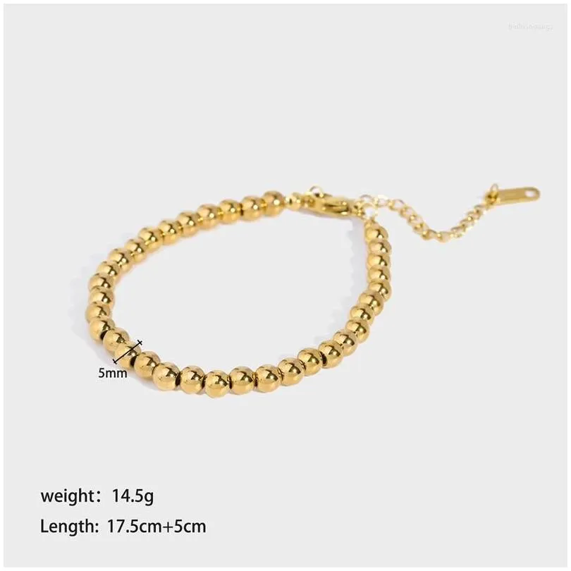 Strand 18k Gold Plated Stainless Steel For Women Small Beads Bracelet Hand Jewelry Gift