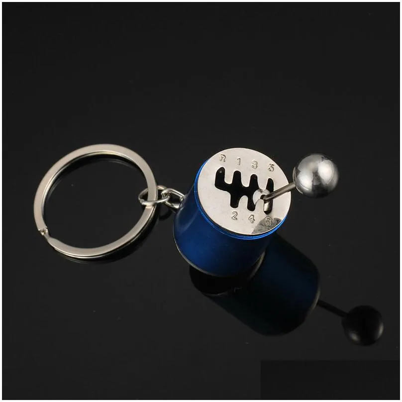 creative 6 speed gearbox gear head keychains manual transmission lever metal key ring car refitting alloy pendant keychain