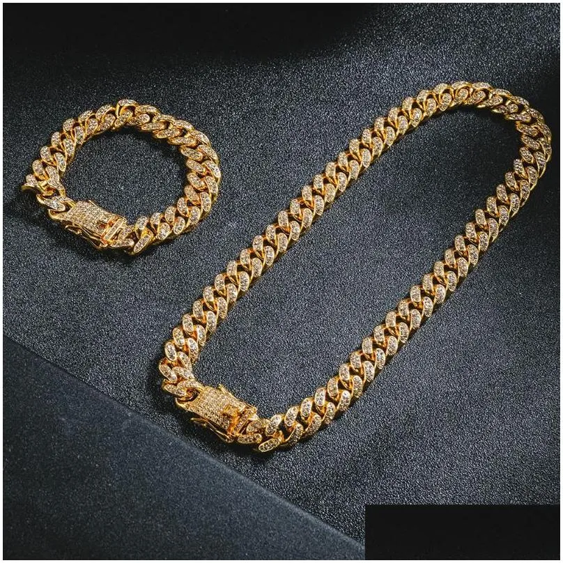 chains cuban link chain for men iced out silver gold rapper necklaces full  necklace bling diamond hip hop jewelry choker