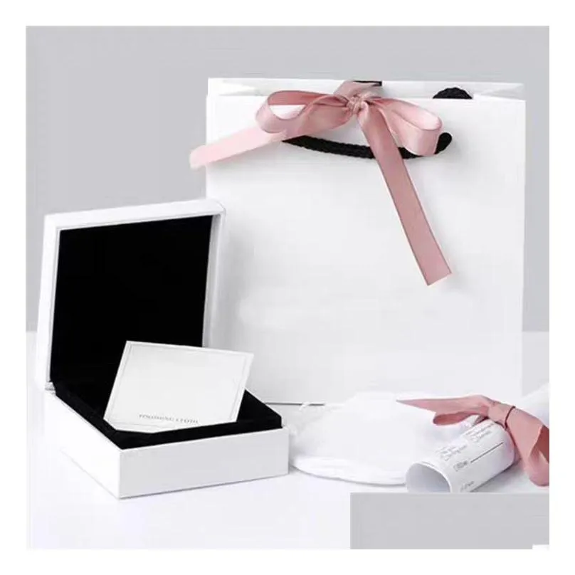  brand boxes white bracelet packaging fit original european charm bracelet ring fine jewelry gift box