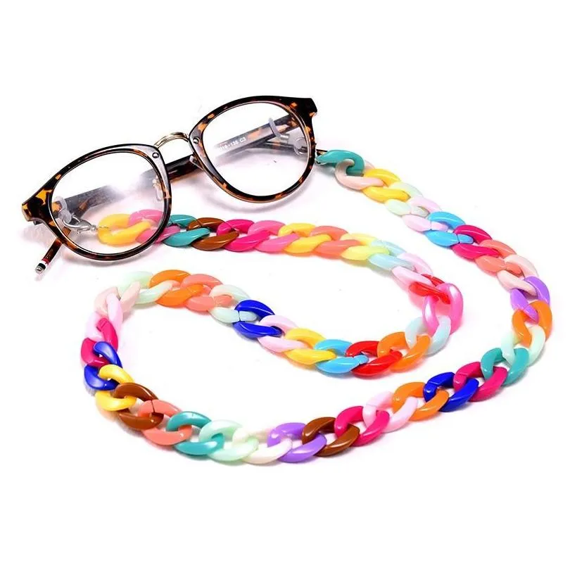 sunglasses frames rainbow bigger acrylic chain on the neck women mask holder glasses starp lanyard fashion reading eyewear