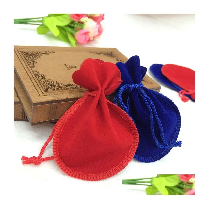 100pcs Velvet Jewelry pouches ring earrings pendant charm packing Bag Bundle gift Bags Size 7.5*9.5cm free shipping