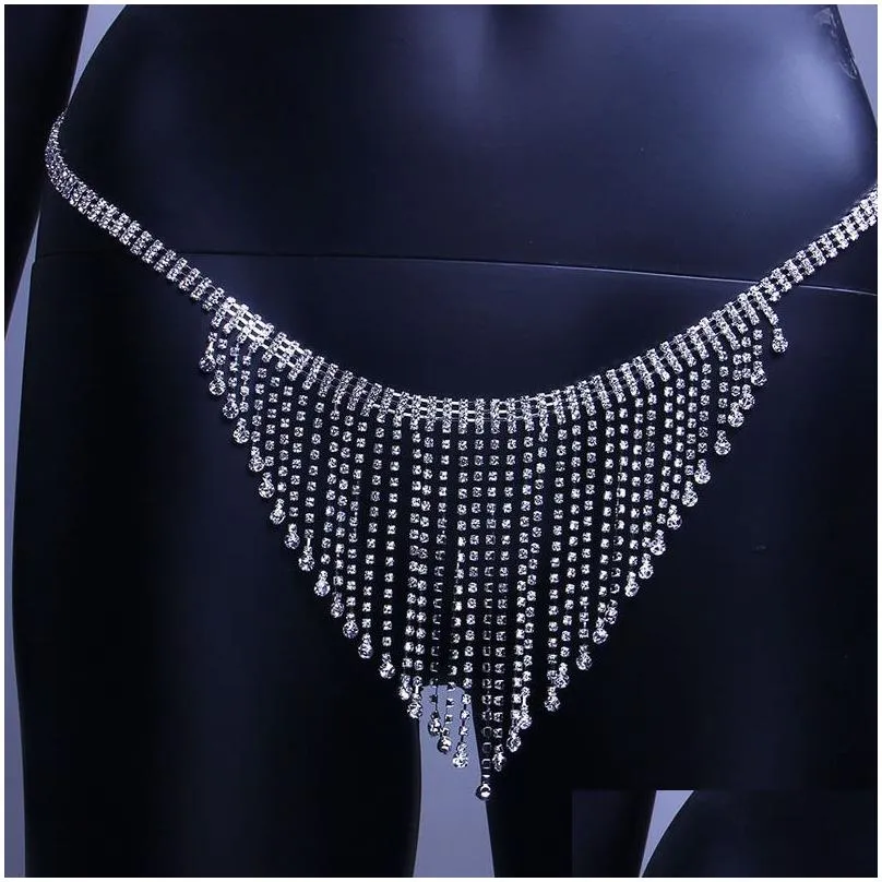 navel bell button rings stonefans tassel body chain bra and thong for women bling sexy bikini set crystal cover up harness jewelry nightclub