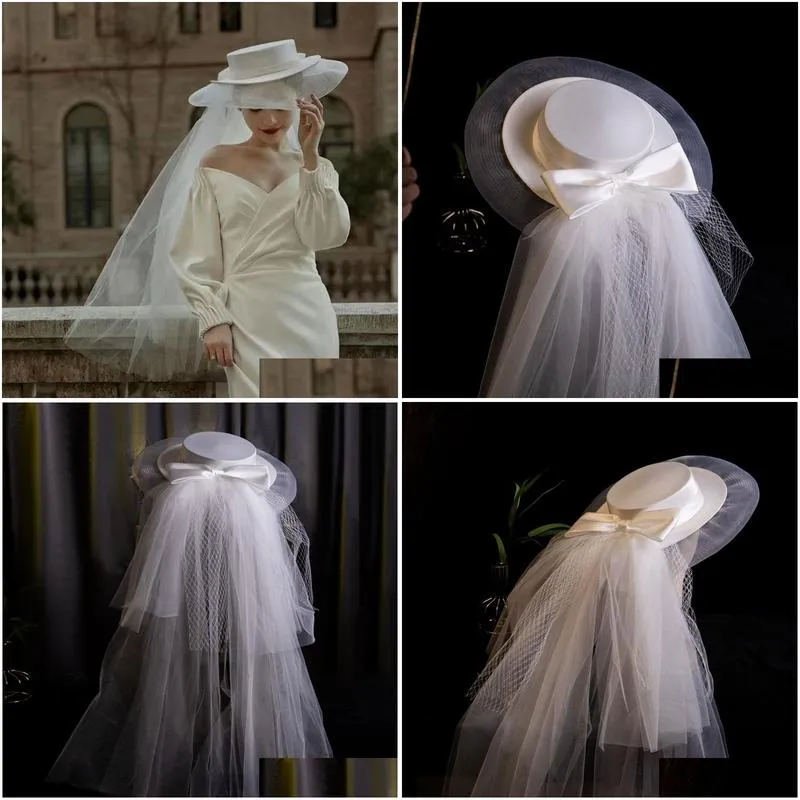 wide brim hats bucket high end white french bridal hat exquisite fashion studio p o shoot wedding accessories 221119