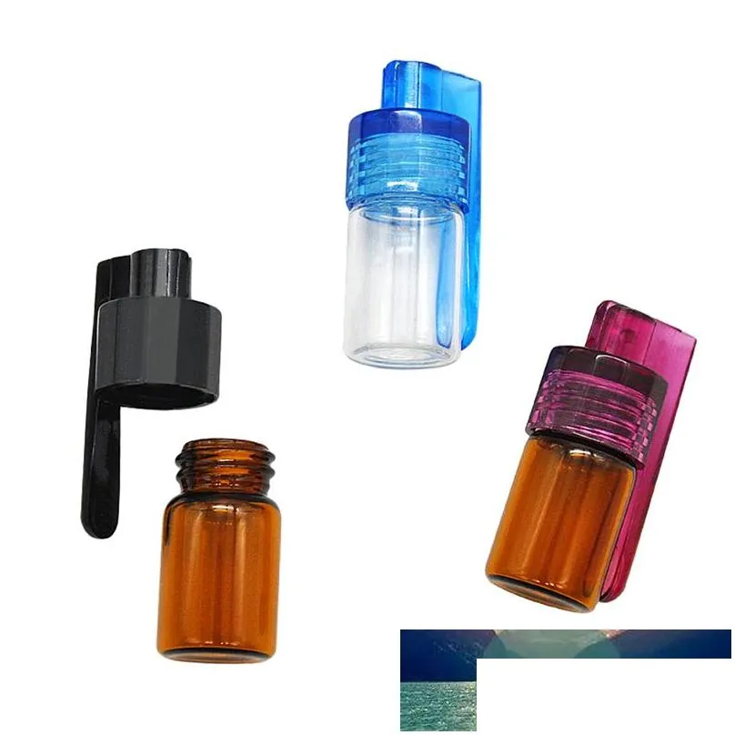 wholesale 1Pcs 36mm/51mm Portable Glass Bottle Snuff Snorter Acrylic Pill Case Random Color