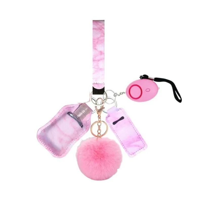 various defense products keychain sets pompom keychains hand sanitizer bottle holder wristbands alarms for women self defense