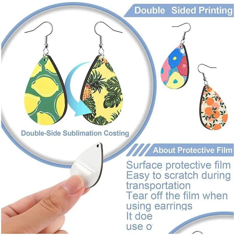 Keychains Sublimation Blank Earrings Unfinished Teardrop Heat Transfer Printing Pendant For Jewelry DIY Making