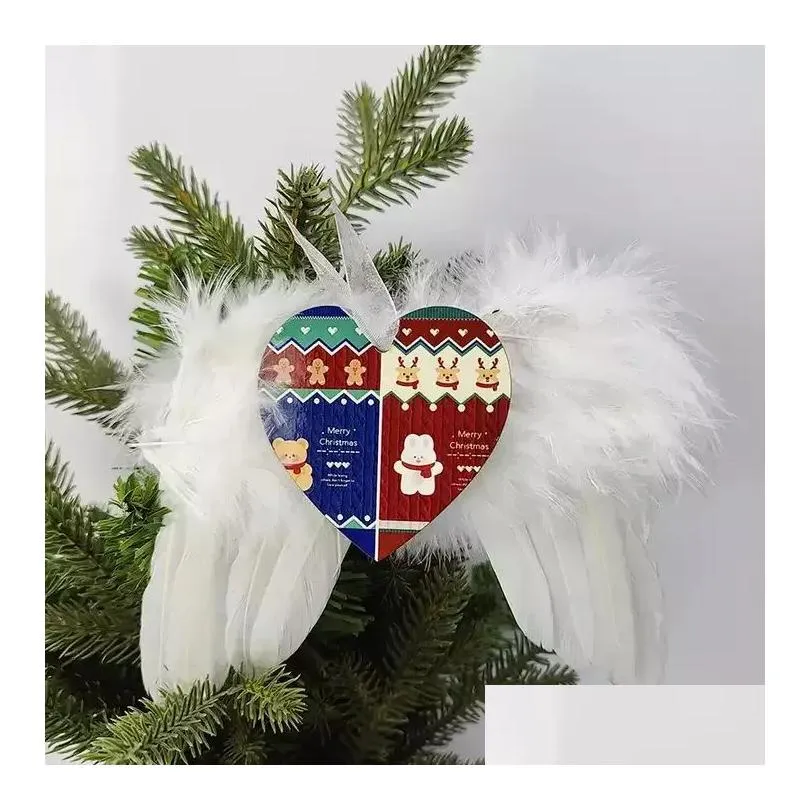 feather wings sublimation ornament wooden christmas sublimation blanks angel wings wholesale