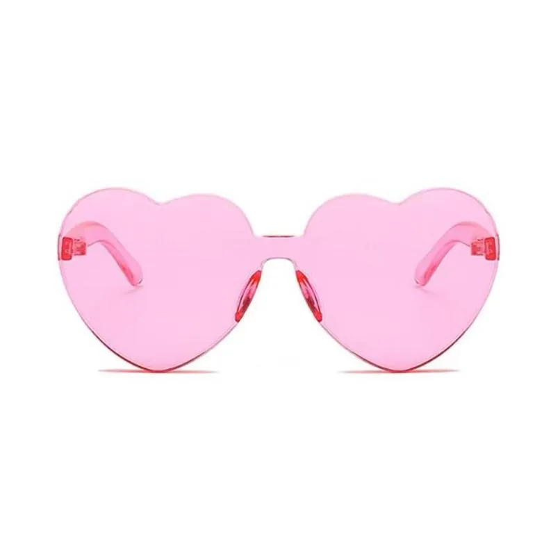 custom frameless sunglasses candy color pc rimless sun glasses new trendy loving heart shape sunglasses for women girl fashion lens