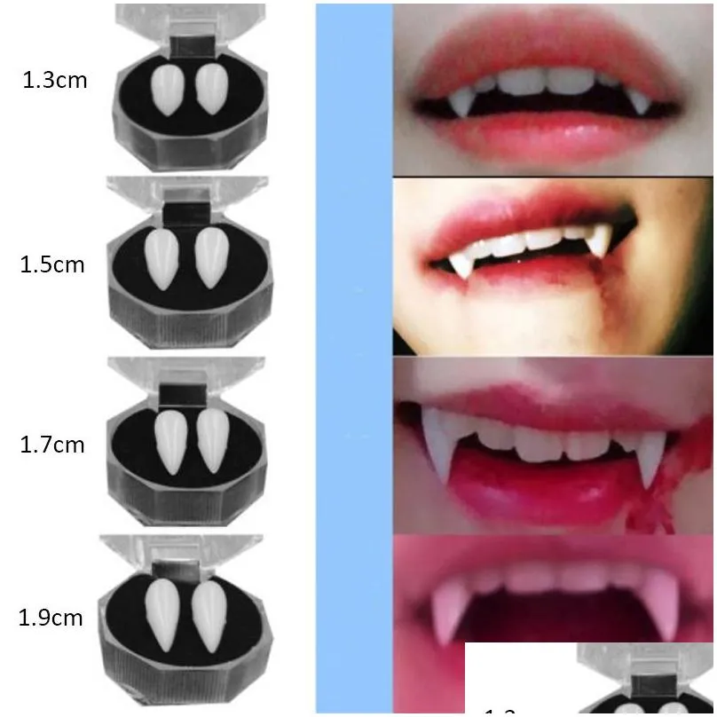 1 pair vampire teeth fangs dentures props halloween costume props false teeth solid glue denture adhesive halloween party decor
