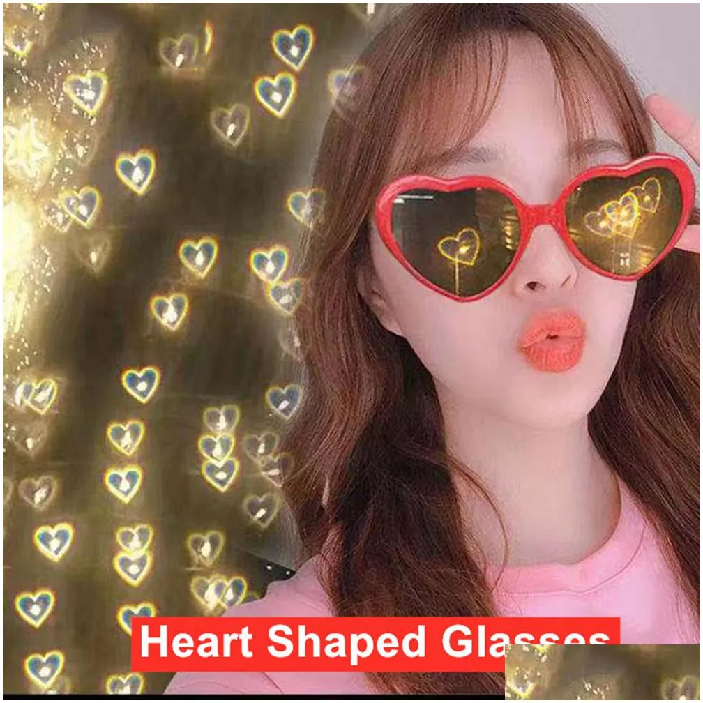 sunglasse fashion heart shaped effects glasses watch the lights change to shape at night diffraction female 230629