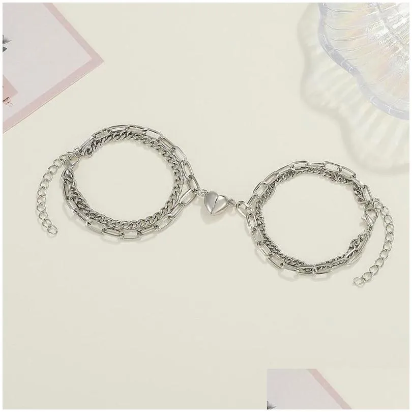 charm bracelets couple love magnetic bracelet for women fashion double layer splicing intertwine jewelry girlfriends gift 2023