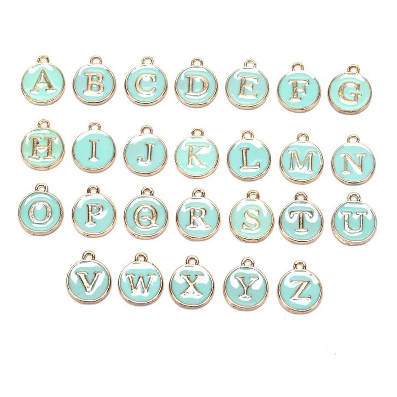 26pcs/lot 12x15mm arrival enamel a-z alphabet initial letter charms handmade pendant for diy bracelet jewelry making