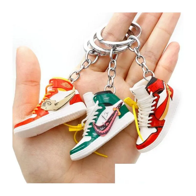 25 styles designer shoes keychains cartoon stereoscopic sneaker keychain pvc shoe keyring fashion keychain accessories