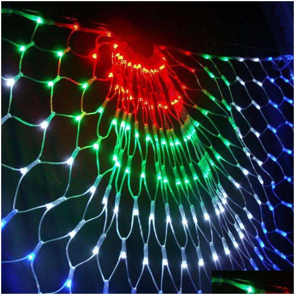 Fairy Garland Peacock Mesh Net Led String Lights Outdoor Wedding Window Strings for Christmas Wedding New Year Party Decor Y200603276k