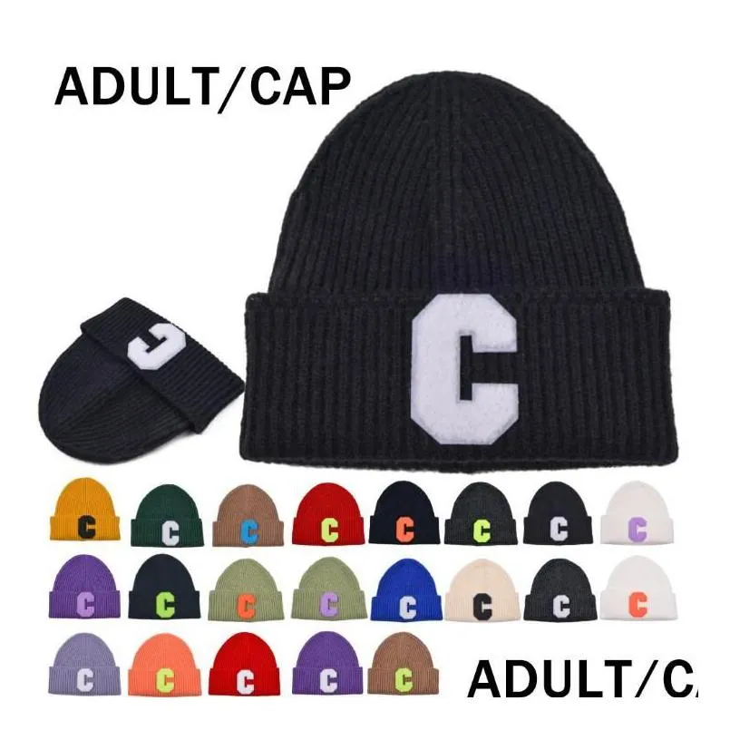 19 colors winter outdoor couples hat candy color caps fashion spring sports beanies casual letter c brand knitted hip-hop hats