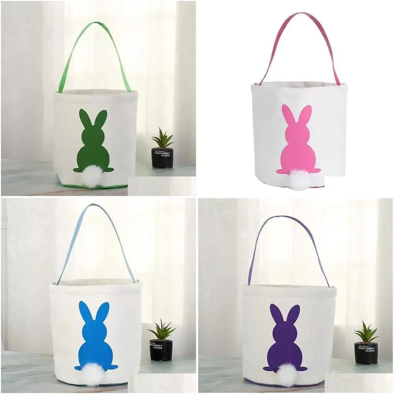 dhl canvas easter basket bunny ears good quality easter bags for kids gift bucket cartoon rabbit carring eggs bag new