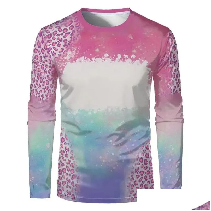 sublimation bleached long sleeve t-shirt party supplies heat transfer blank bleach shirt fully polyester tees us sizes for men women