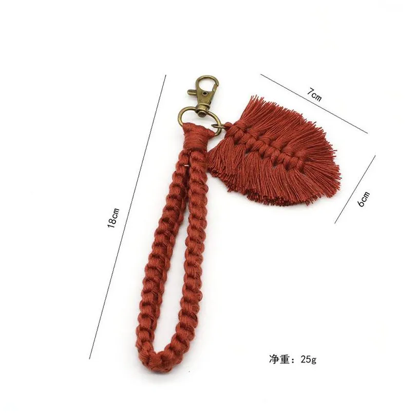 bohemian handmade colorful leaf shaped tassel keychain for women handbag strawbag accessorie key ring sunmmer gifts trinket