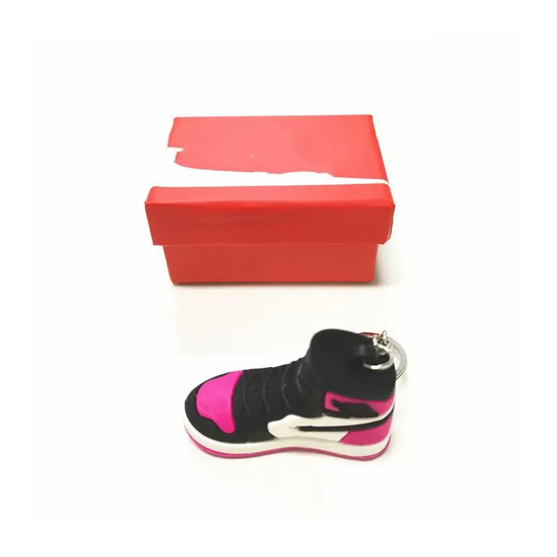 14 colors wholesale designer mini silicone sneaker keychain with box for men women kids key ring gift shoes keychains handbag chain basketball shoe key