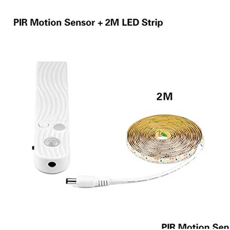 LED Strip Lights Motion Sensor 1m 2m  Cabinet light Strip Tape Under Bed Lamp Rope Night Lamp for Stairs Hallway Closet Kitchen