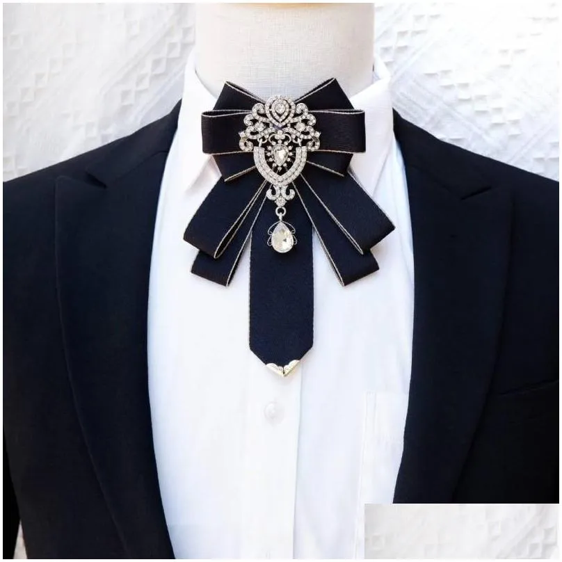 Bow Ties Men`s Rhinestone Tie Luxury High-end Business Gifts Dress Collar Flower Men Wedding Accessories Fashion S Bowtie