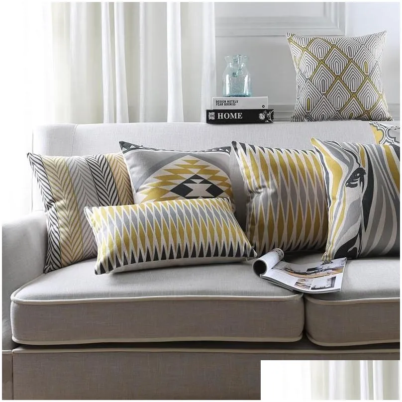 Scandinavian style Cushion Cover Home Decor Geometric Decorative Cushion Covers Zebra Throw Pillows Cases Yellow Grey Pillowcase