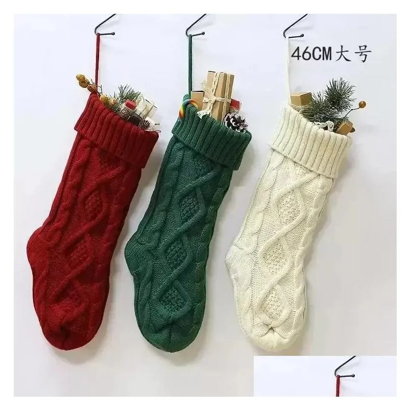 personalized high quality knit christmas stocking gift bags knit decorations xmas socking large decorative socks dhl