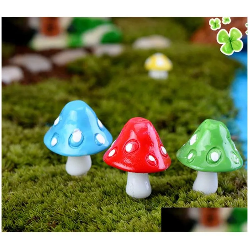 20pcs mushroom miniature fairy figurines garden gnomes decoracion jardin mushroom garden ornaments resin craft Micro Landscape